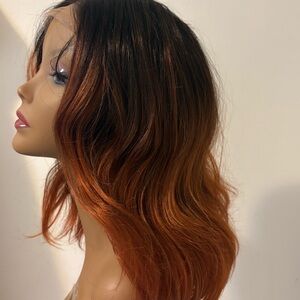 Ombre Brown and Orange Wavy Wig
